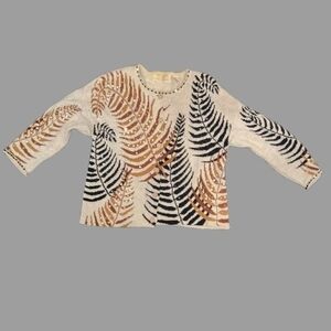 Vintage 1990's Jane's Closet Cardigan Beige Fall Colors Leaves Sequins Stunning